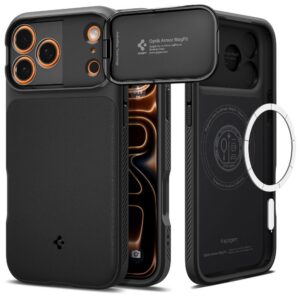 Spigen Optik Armor MagSafe dėklas, skirtas iPhone 17 Pro - juodas