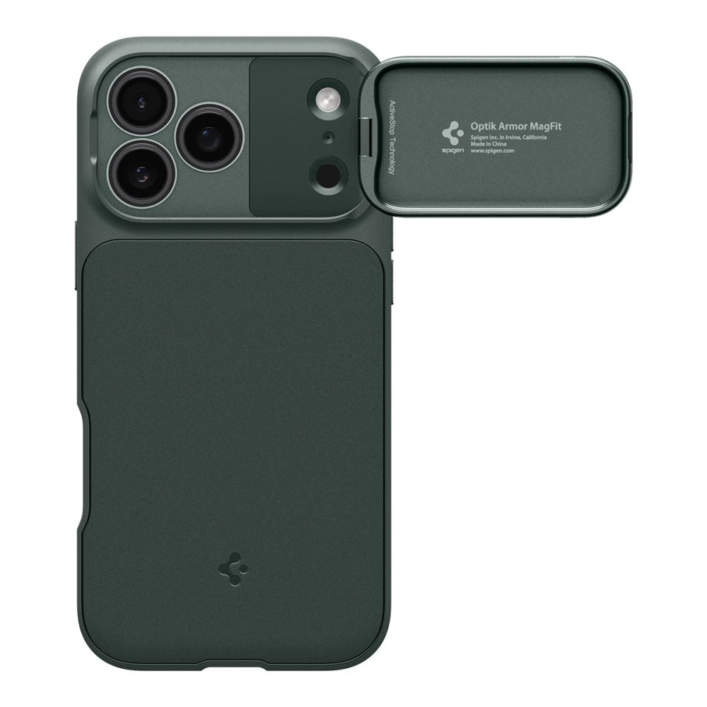 Dėklas Spigen Optik Armor Mag iPhone 17 Pro Max, tamsiai žalias