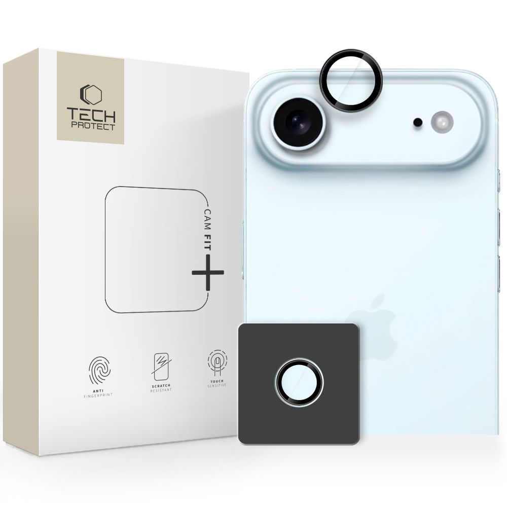 Kameros apsauginis stiklas Tech-Protect Camring Fit+ iPhone Air, juodas