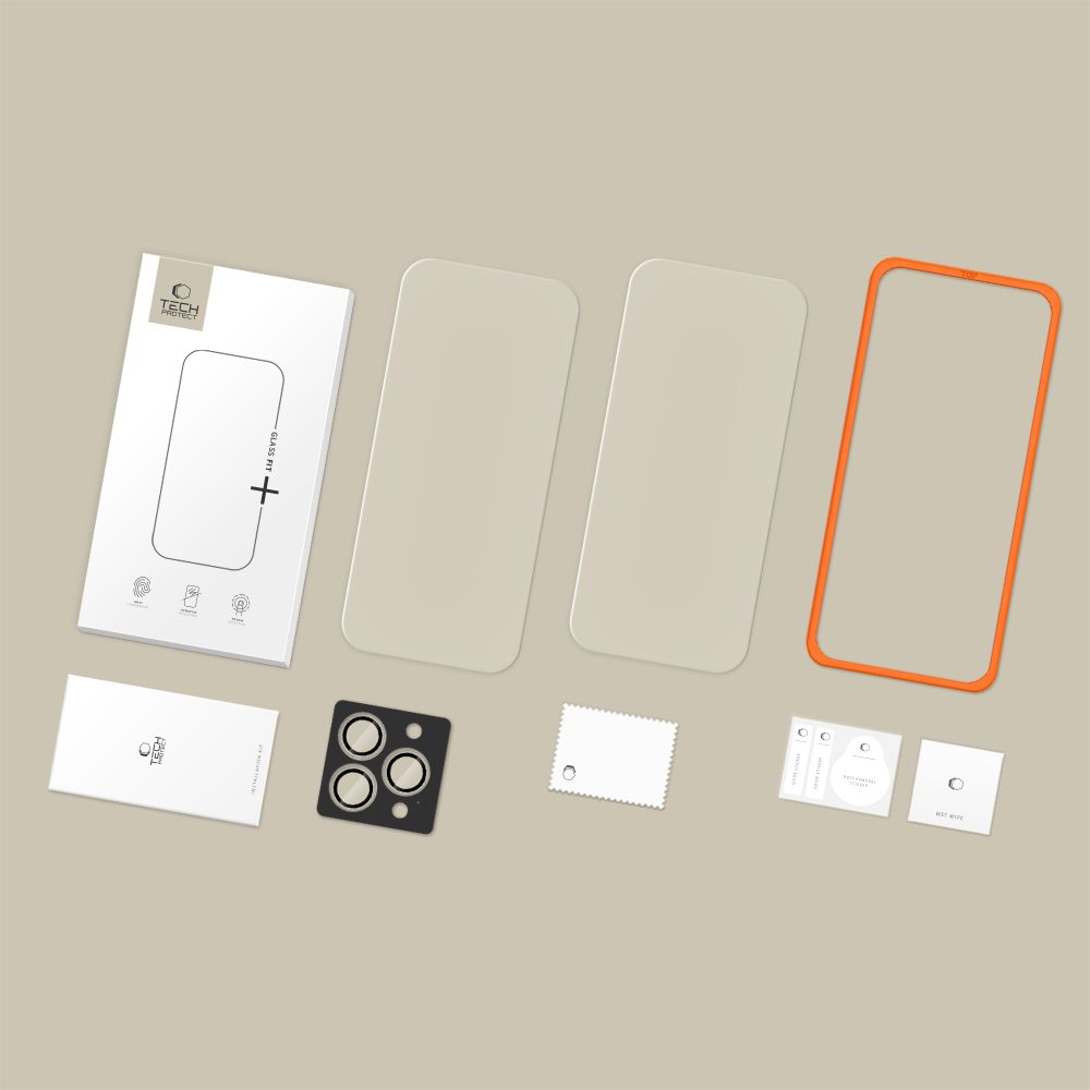 Apsauginis stiklas Tech-Protect Easy Set+ 3 vnt. iPhone 16 Pro / 17 Pro, skaidrus