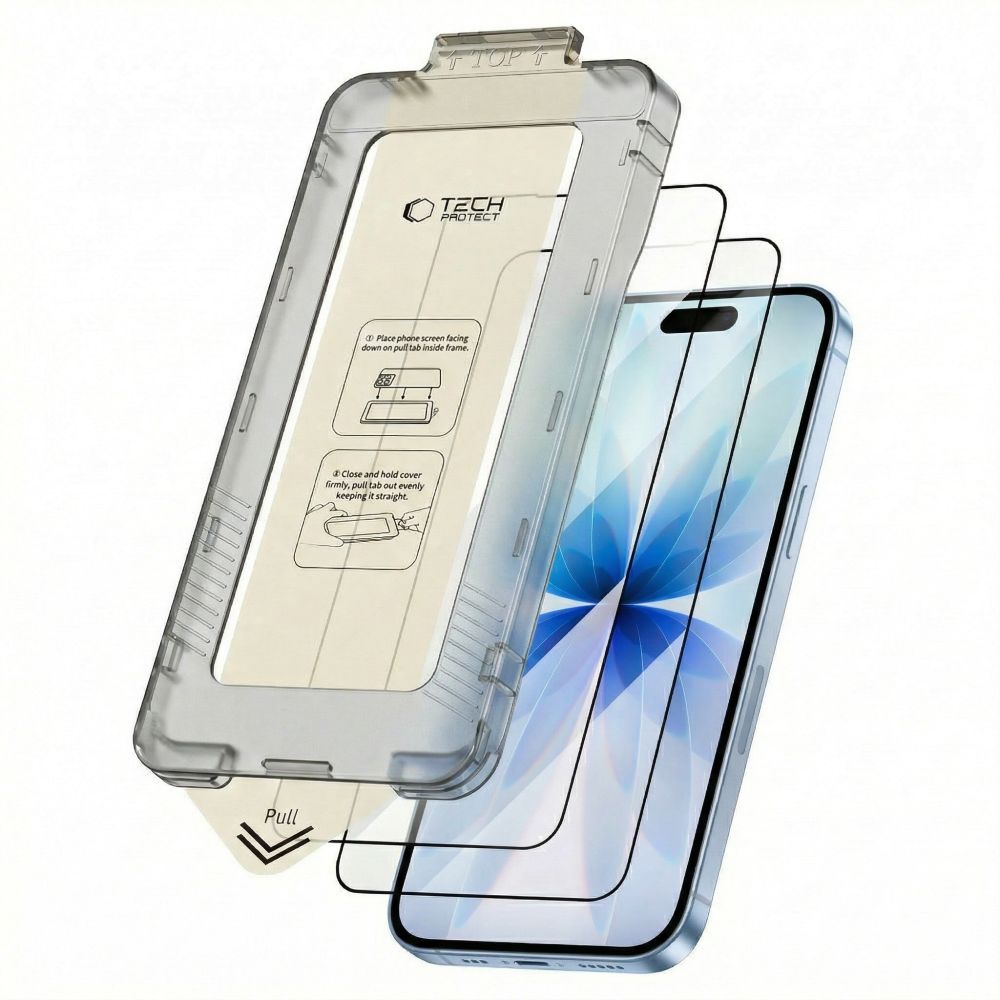 Apsauginis stiklas Tech-Protect Quick Set+ 2 vnt. iPhone 17, juodas