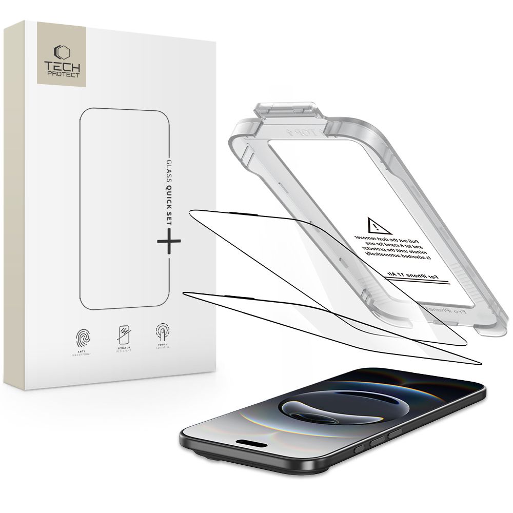 Apsauginis stiklas Tech-Protect Quick Set+ 2 vnt. iPhone Air, juodas