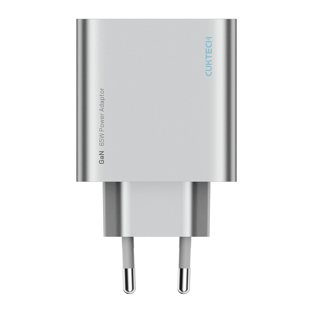 Cuktech 65W GaN 2xUSB-C 1xUSB-A sieninis įkroviklis - pilkas