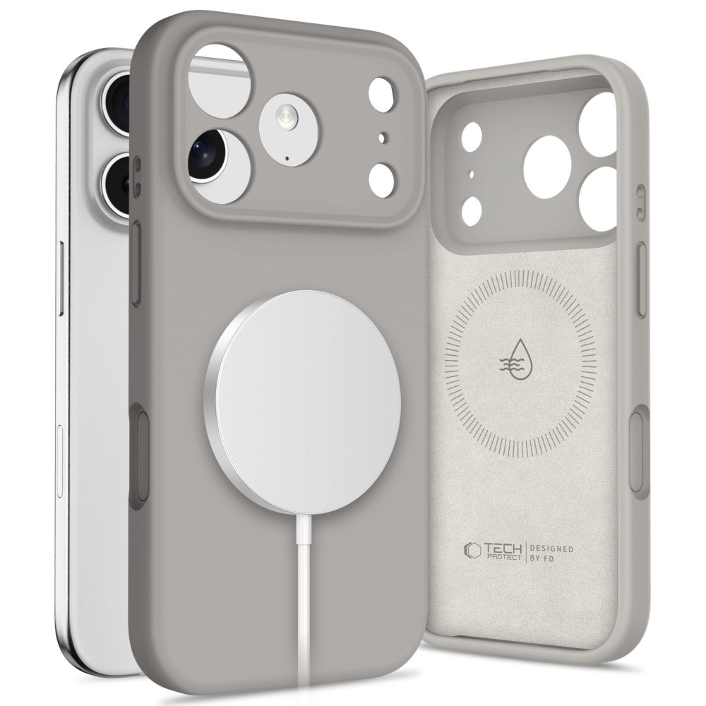 Tech-Protect silikoninis MagSafe dėklas iPhone 17 Pro – pilkas