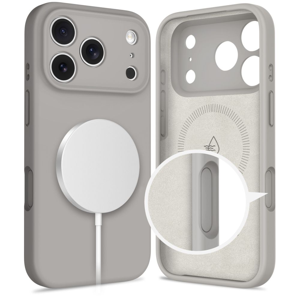 Tech-Protect silikoninis MagSafe dėklas iPhone 17 Pro – pilkas