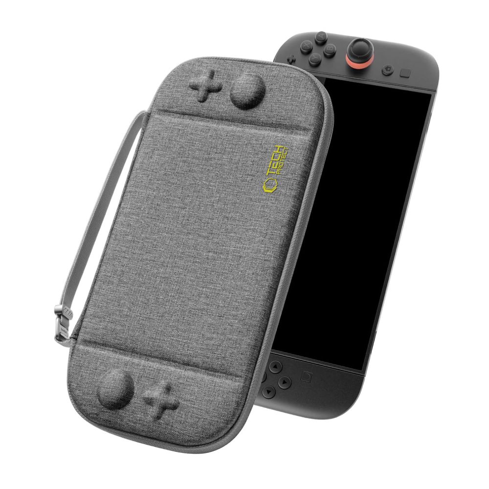 Dėklas Tech-Protect Slim Pouch Nintendo Switch 2, tamsiai pilkas