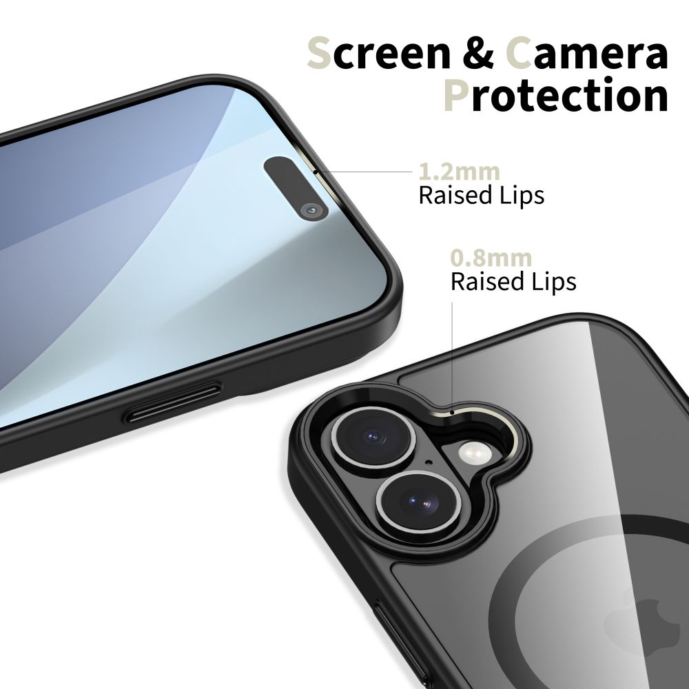 Dėklas Tech-Protect Magmat MagSafe iPhone 17, juodas/skaidrus