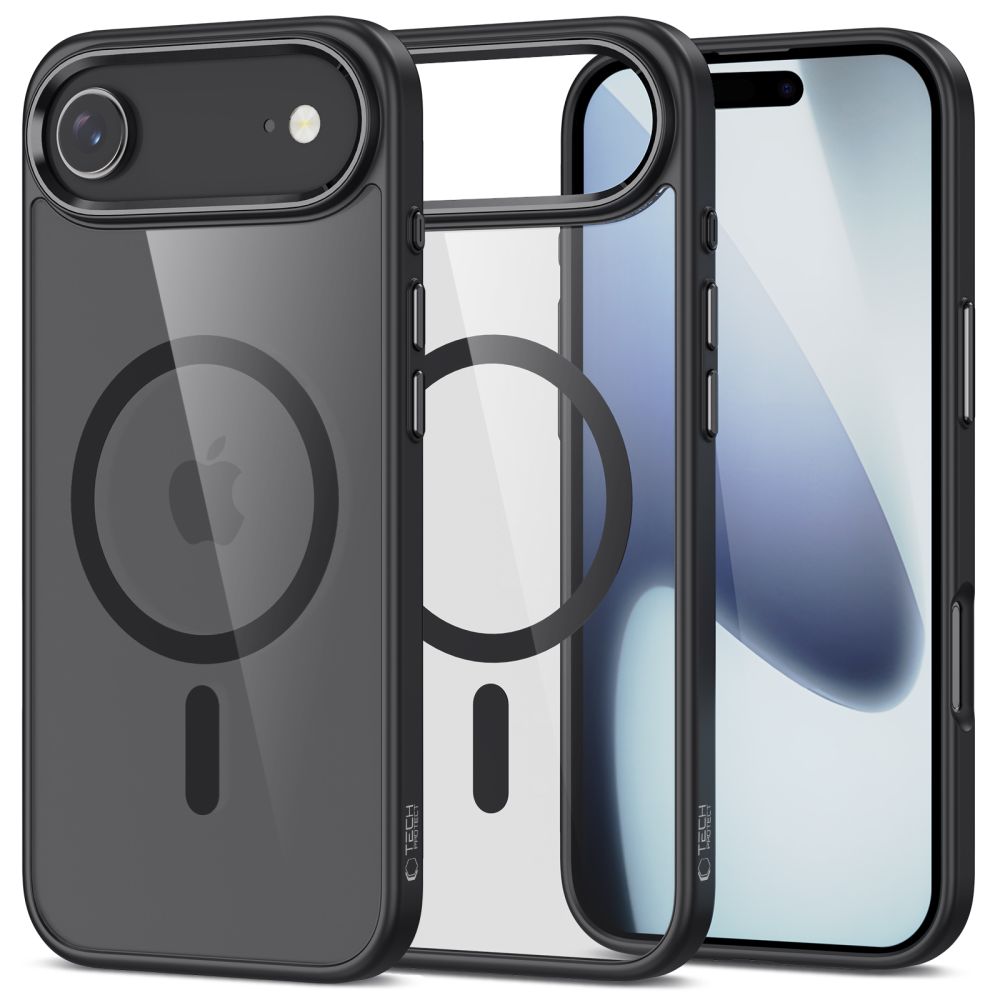 Dėklas Tech-Protect MagMat MagSafe iPhone Air, juodas/skaidrus