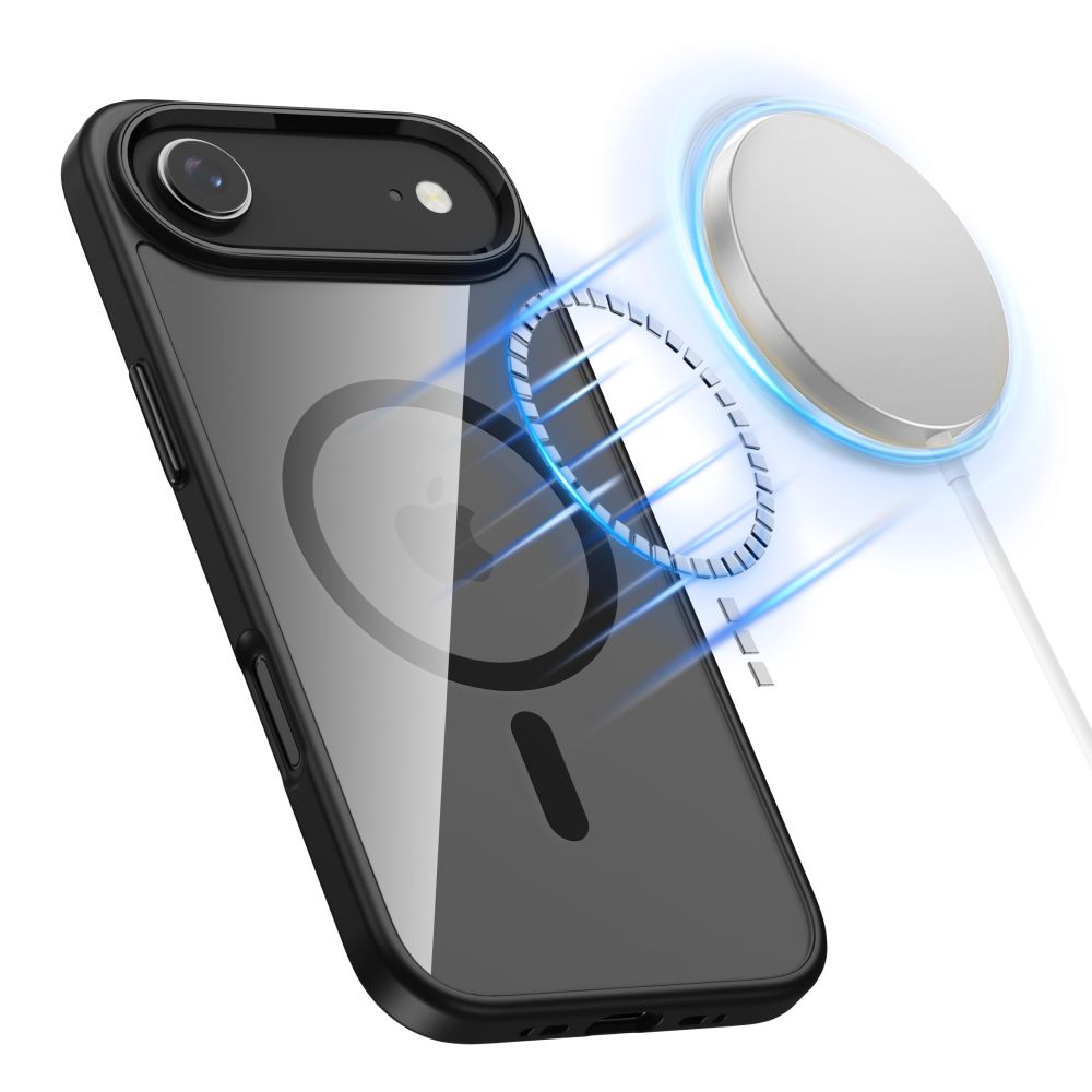Dėklas Tech-Protect MagMat MagSafe iPhone Air, juodas/skaidrus