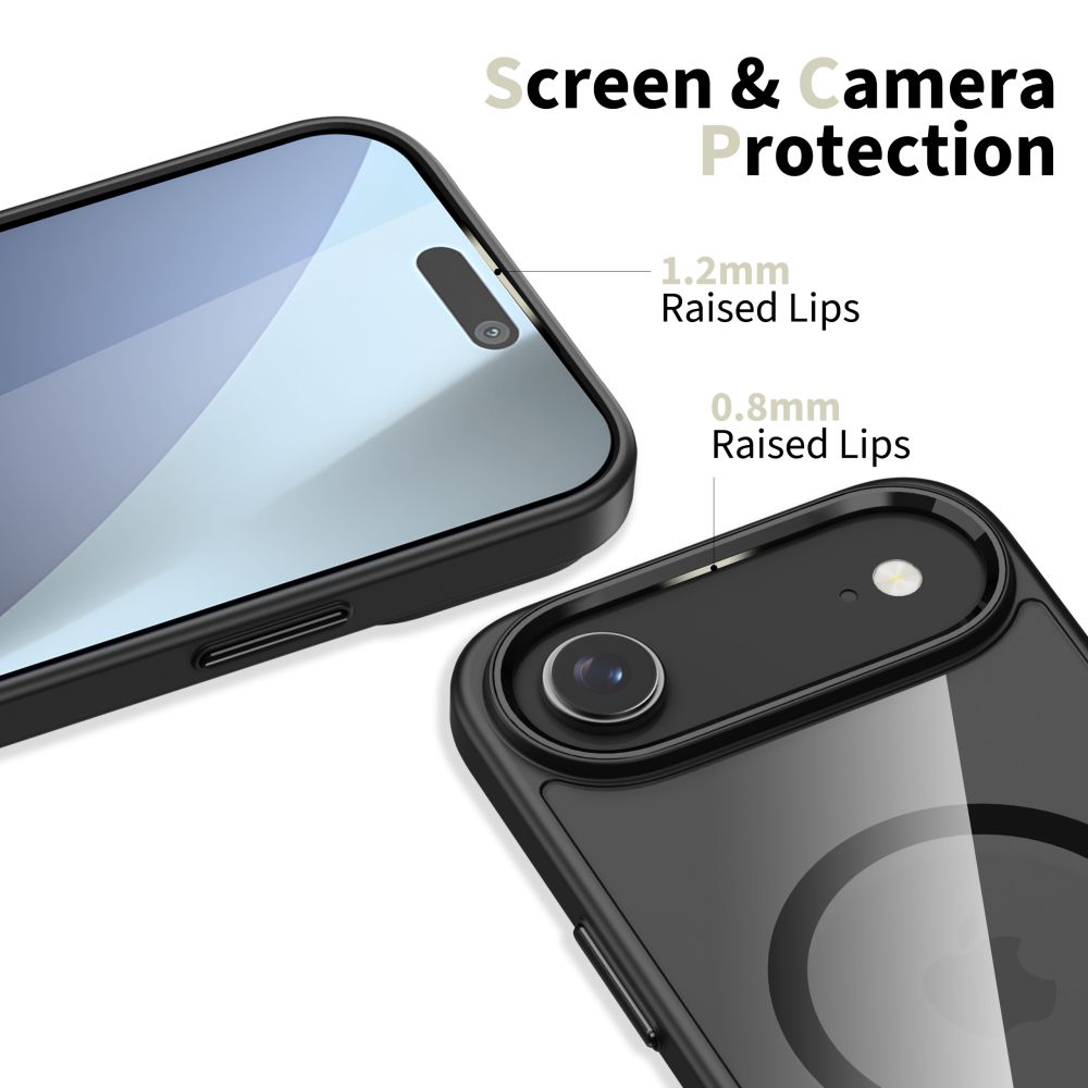Dėklas Tech-Protect MagMat MagSafe iPhone Air, juodas/skaidrus