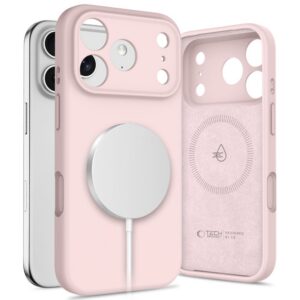 Dėklas Tech-Protect Silicone Magsafe iPhone 17 Pro, rožinis perlamutrinis