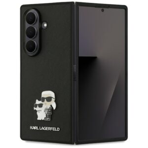 Karl Lagerfeld Saffiano Karl&Choupette Pin dėklas Samsung Galaxy Z Fold7 - Juoda