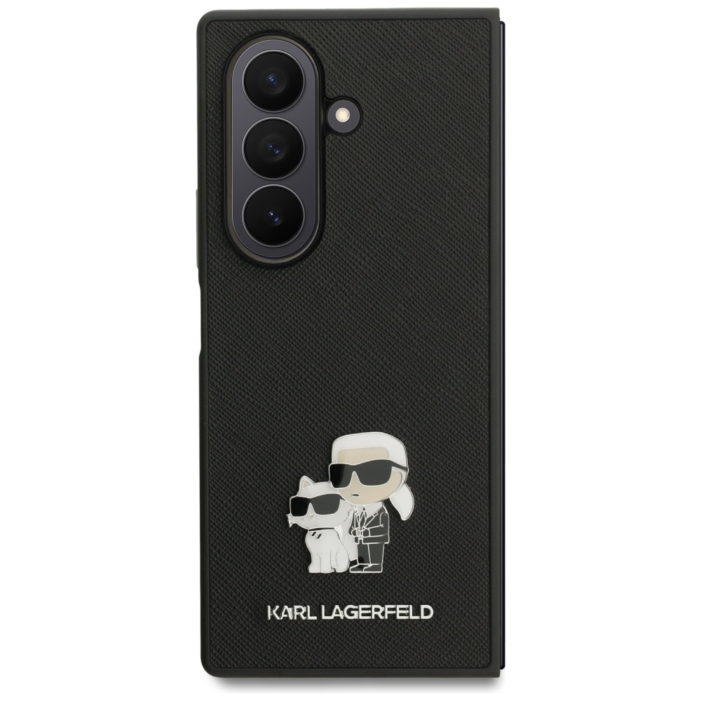 Karl Lagerfeld Saffiano Karl&Choupette Pin dėklas Samsung Galaxy Z Fold7 - Juoda