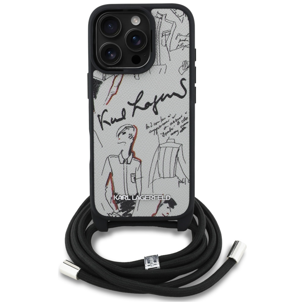 Karl Lagerfeld Crossbody dėklas iPhone 16 Pro – pilkas