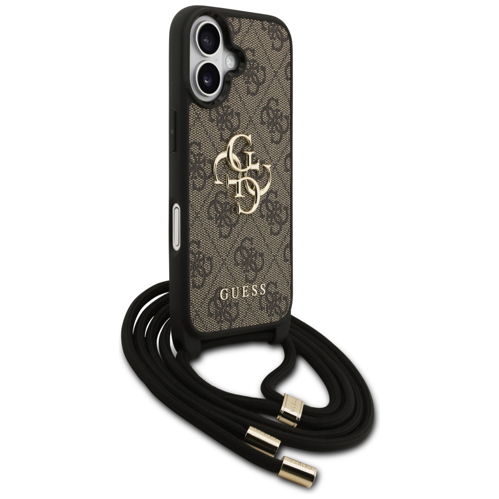 Guess 4G Didelis logotipo laido tvirtinimo dėklas, skirtas iPhone 17 - Brown