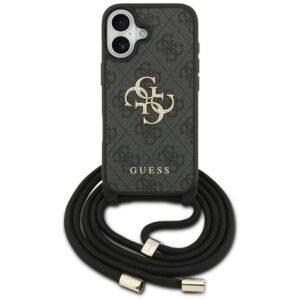 Guess 4G Didelis logotipo laido tvirtinimo dėklas, skirtas iPhone 17 - Black