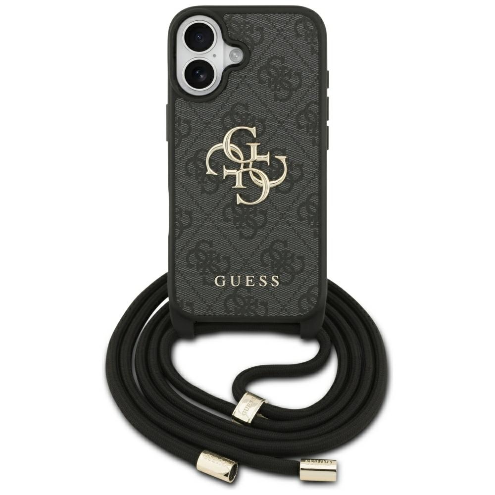 Guess 4G Didelis logotipo laido tvirtinimo dėklas, skirtas iPhone 17 - Black