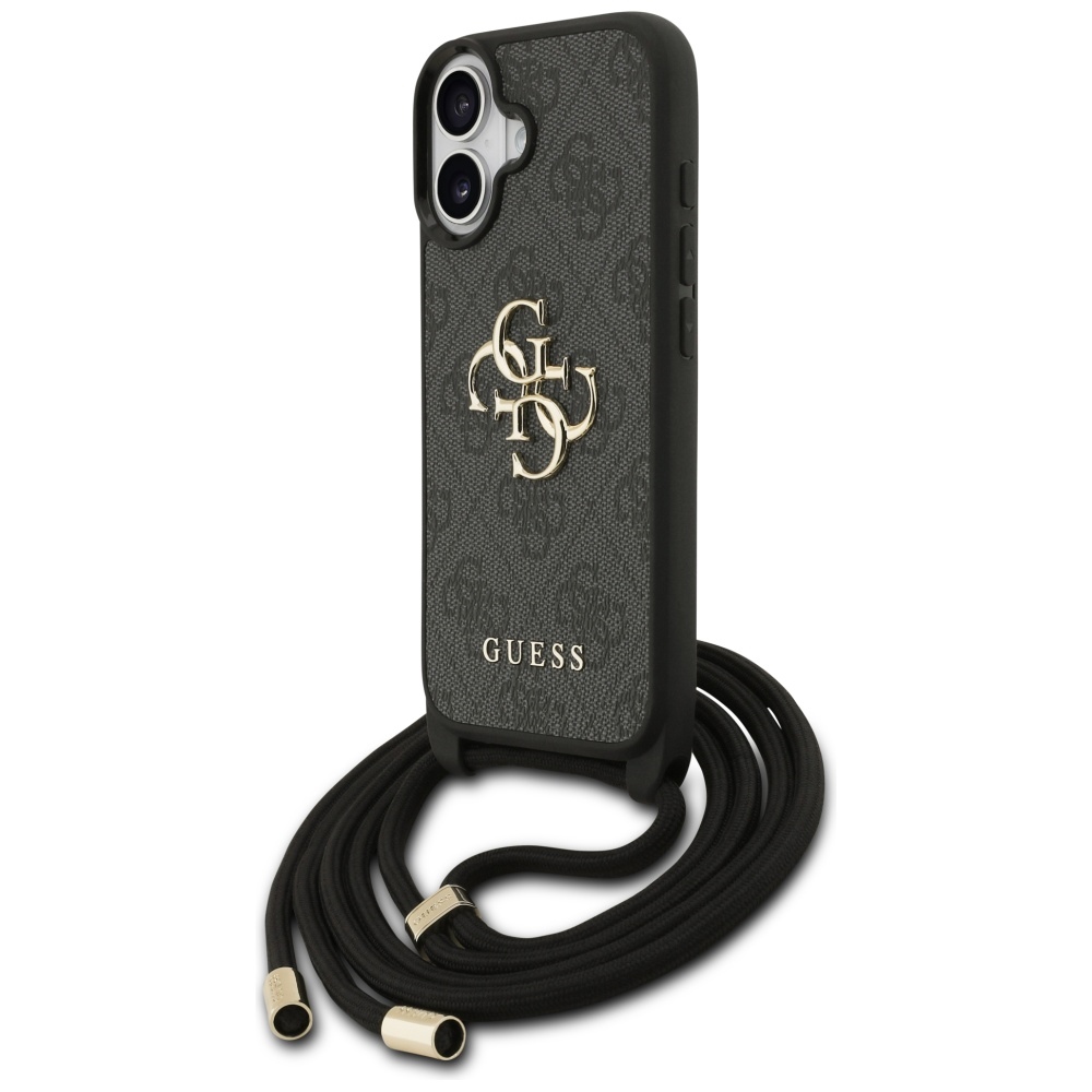Guess 4G Didelis logotipo laido tvirtinimo dėklas, skirtas iPhone 17 - Black