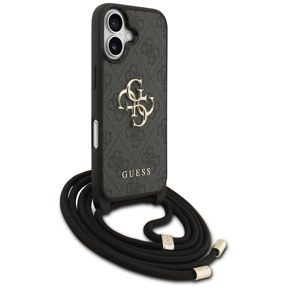Guess 4G Didelis logotipo laido tvirtinimo dėklas, skirtas iPhone 17 - Black