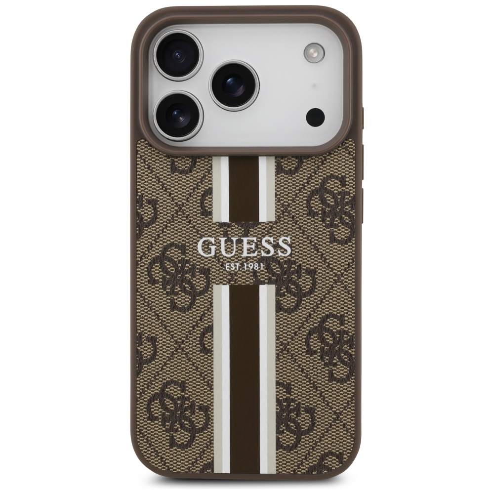 Guess MagSafe dėklas iPhone 17 Pro – rudas