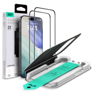 Apsauginis stiklas ESR UltraFit iPhone 17 Pro, 2 vnt., juodas