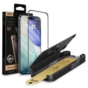 Apsauginis stiklas ESR UltraFit Armorite Pro iPhone 16 Pro / iPhone 17, juodas