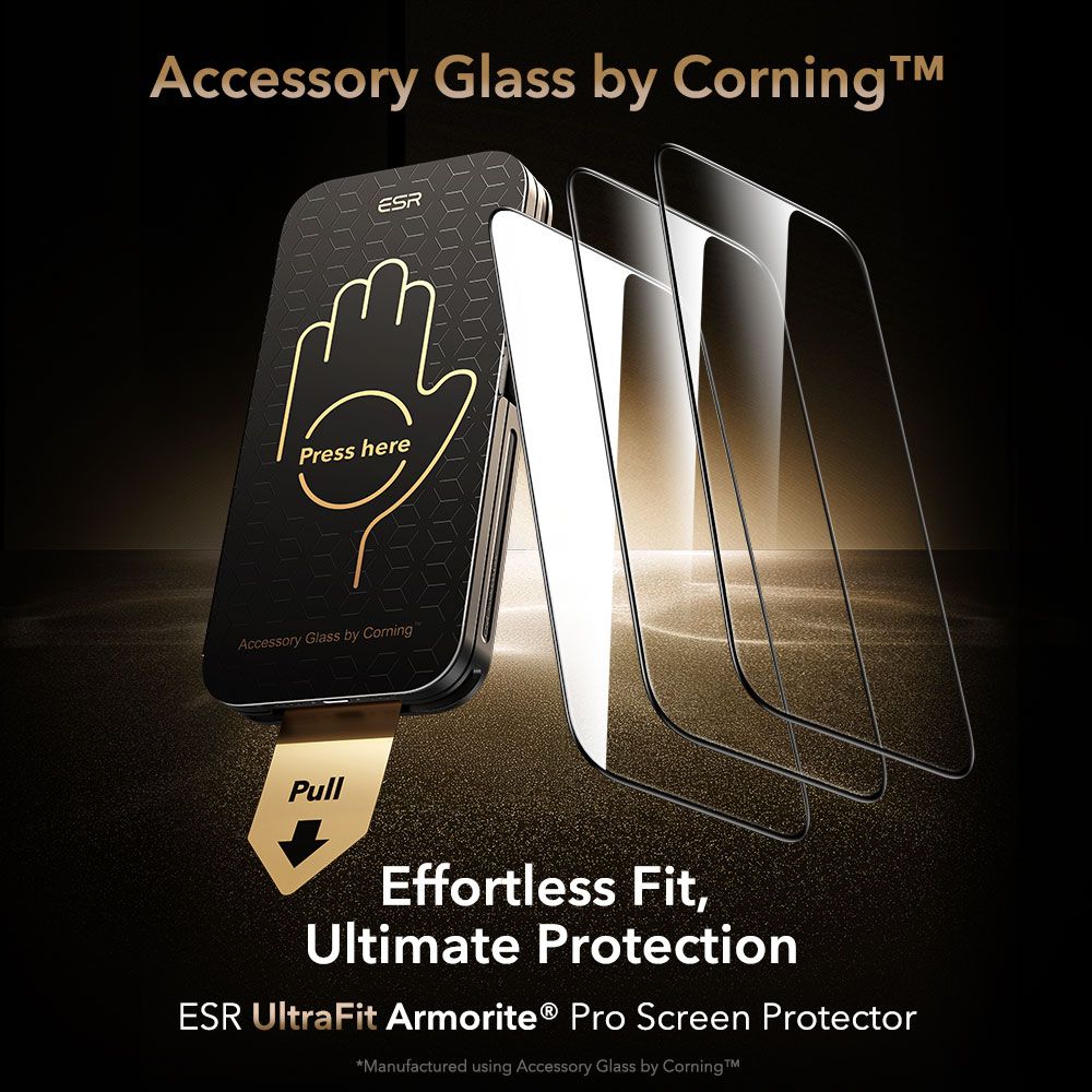 Apsauginis stiklas ESR UltraFit Armorite Pro iPhone 16 Pro / iPhone 17, juodas