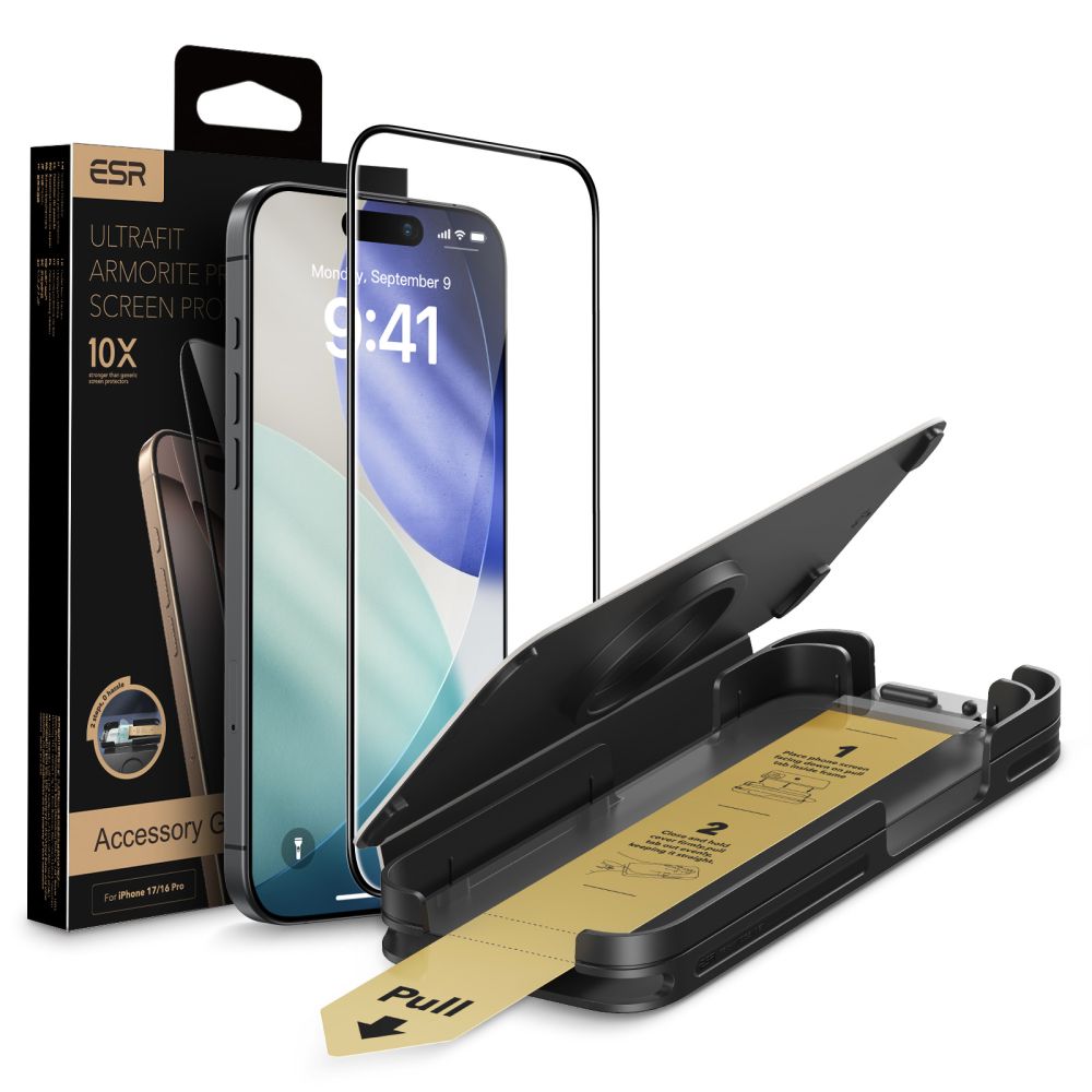 Apsauginis stiklas ESR UltraFit Armorite Pro iPhone 17 Pro Max, juodas