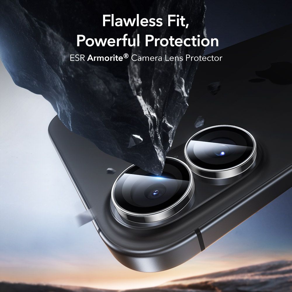 Kameros apsauginis stiklas ESR Armorite iPhone 16 / 16 Plus / 17, skaidrus