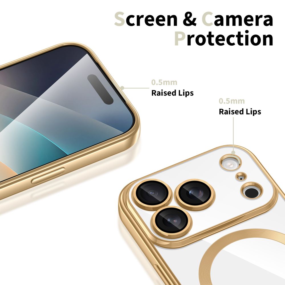Dėklas Tech-Protect MagFlex MagSafe iPhone 17 Pro, blizgus auksinis