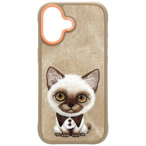 Nimmy Big Eyed Pet 2.0 Kačių dėklas, skirtas iPhone 17 - smėlio spalvos