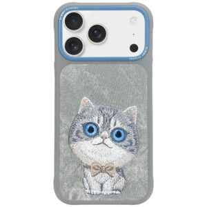 Nimmy Big Eyed Pet 2.0 Cat dėklas iPhone 17 Pro – pilkas