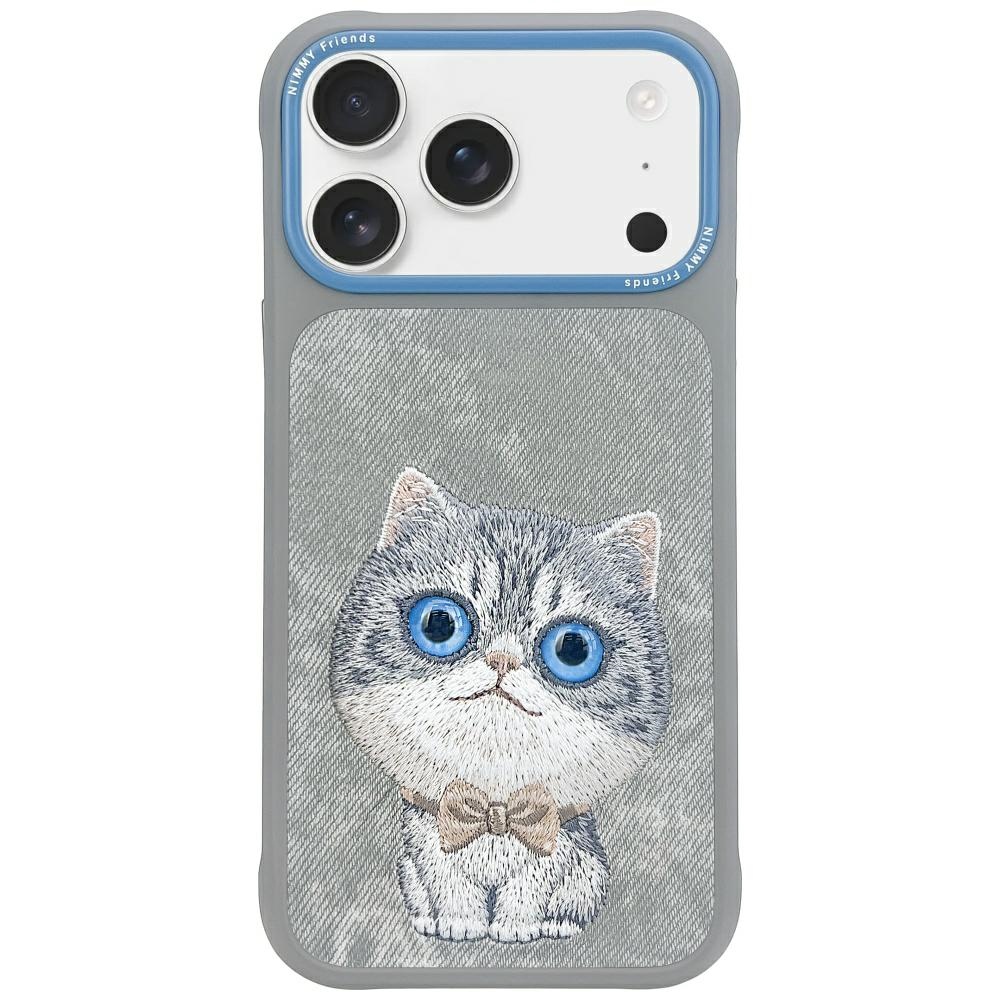 Nimmy Big Eyed Pet 2.0 Cat dėklas iPhone 17 Pro – pilkas
