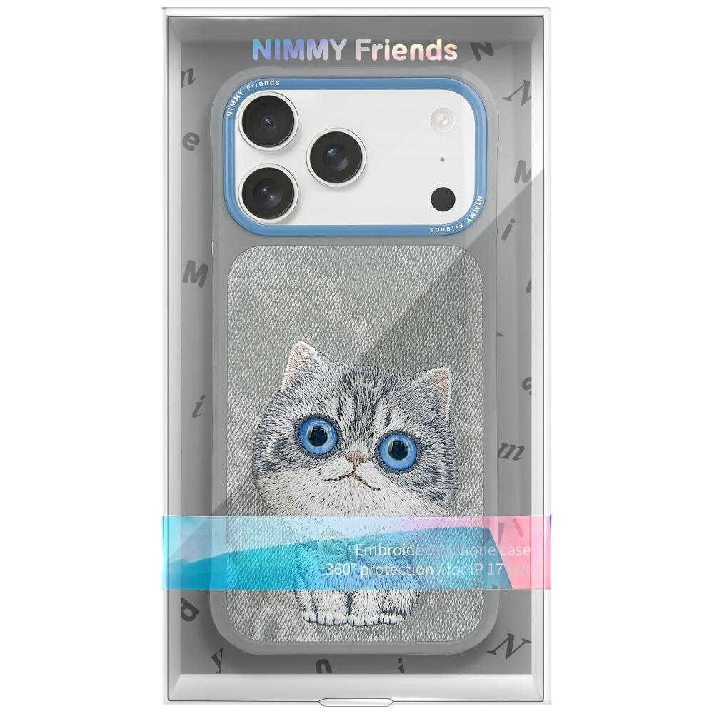 Nimmy Big Eyed Pet 2.0 Cat dėklas iPhone 17 Pro – pilkas