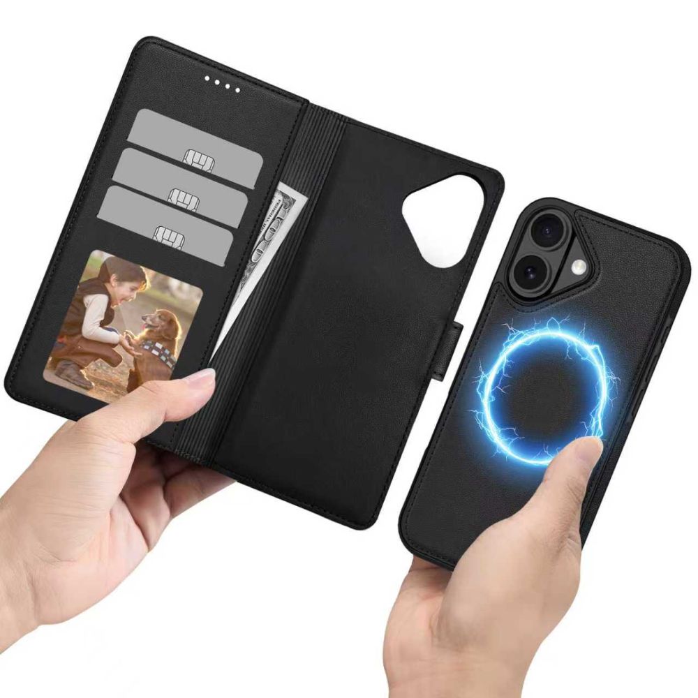 Dėklas Tech-Protect Wallet MagSafe iPhone 17, matinis juodas