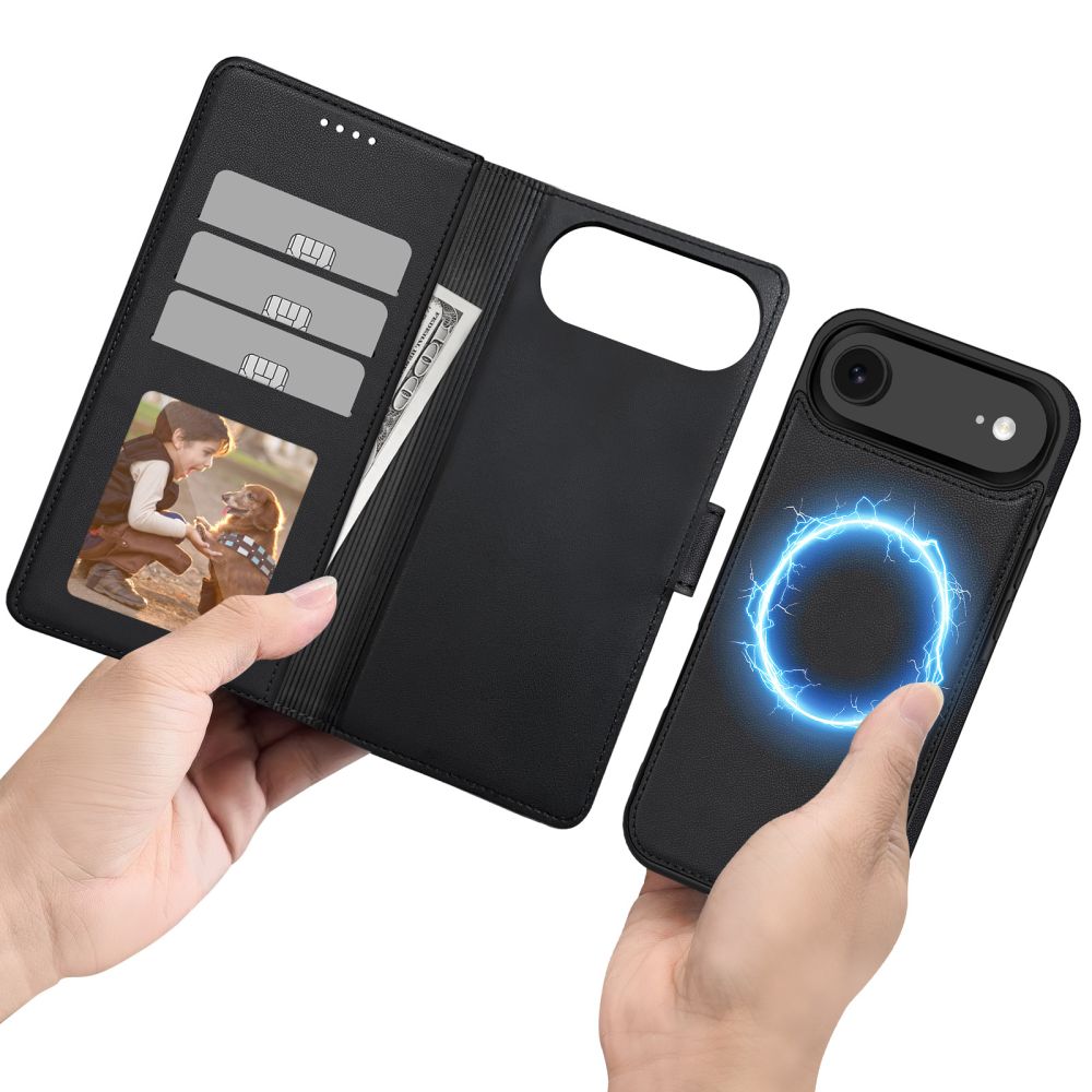 Dėklas Tech-Protect Wallet Magsafe iPhone Air, matinis juodas