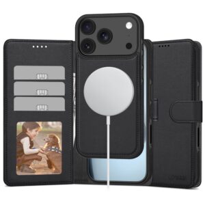 Dėklas Tech-Protect Wallet Magsafe iPhone 17 Pro Max, matinis juodas