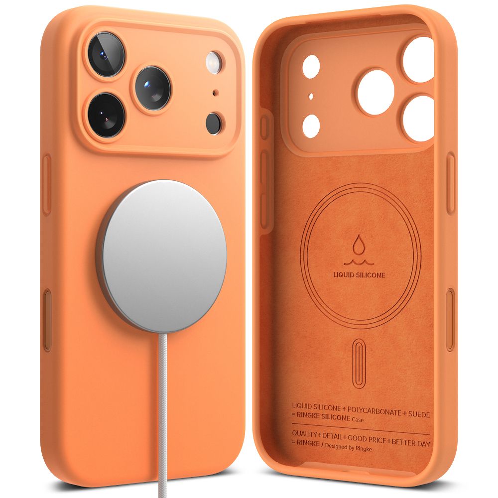 Dėklas Ringke Silicone Magnetic MagSafe iPhone 17 Pro Max, oranžinis