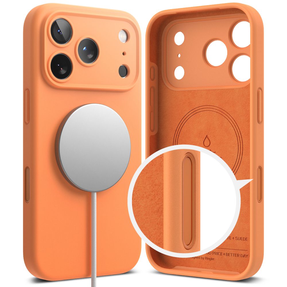 Dėklas Ringke Silicone Magnetic MagSafe iPhone 17 Pro Max, oranžinis