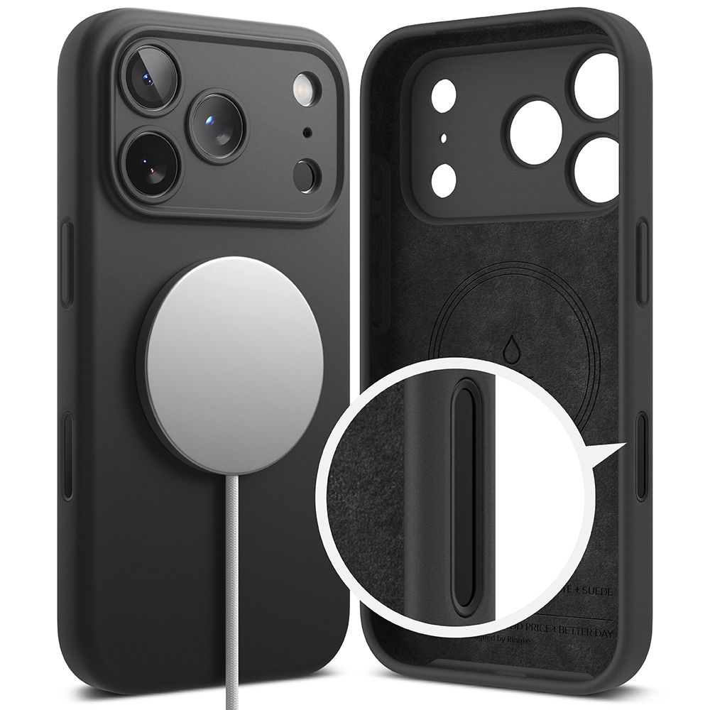 Dėklas Ringke Silicone Magnetic MagSafe iPhone 17 Pro, juodas