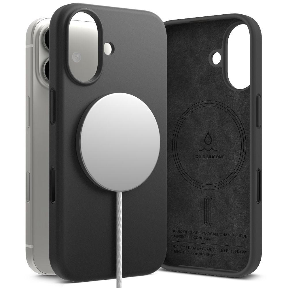 Dėklas Ringke Silicone Magnetic MagSafe iPhone 17, juodas