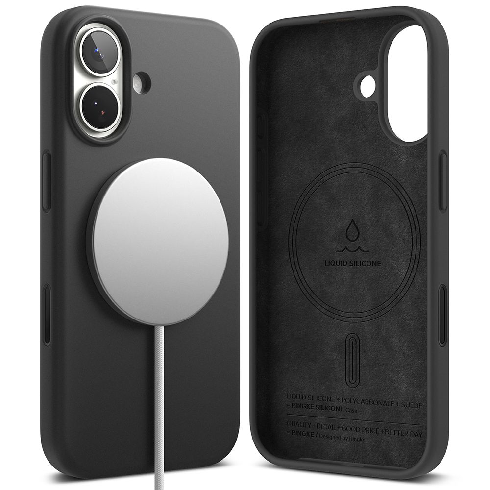 Dėklas Ringke Silicone Magnetic MagSafe iPhone 17, juodas