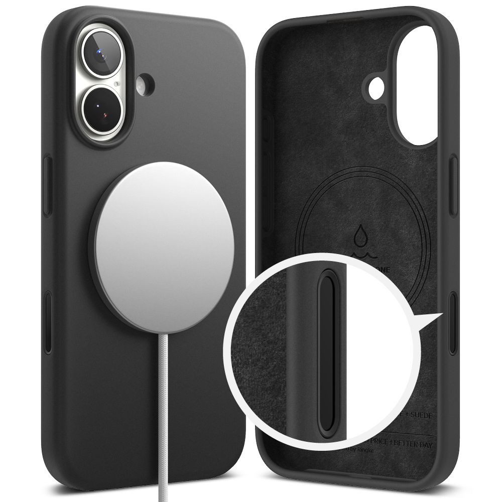 Dėklas Ringke Silicone Magnetic MagSafe iPhone 17, juodas