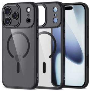 Dėklas Tech-Protect MagMat MagSafe iPhone 17 Pro Max, juodas/skaidrus