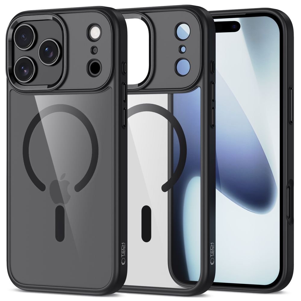 Dėklas Tech-Protect MagMat MagSafe iPhone 17 Pro Max, juodas/skaidrus