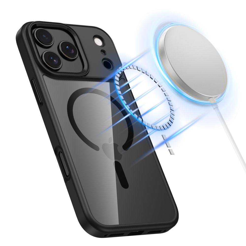 Dėklas Tech-Protect MagMat MagSafe iPhone 17 Pro Max, juodas/skaidrus