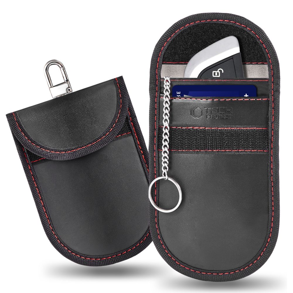 Automobilio raktų dėklas Tech-Protect KLR100, RFID signalo blokatorius, juodas/raudonas