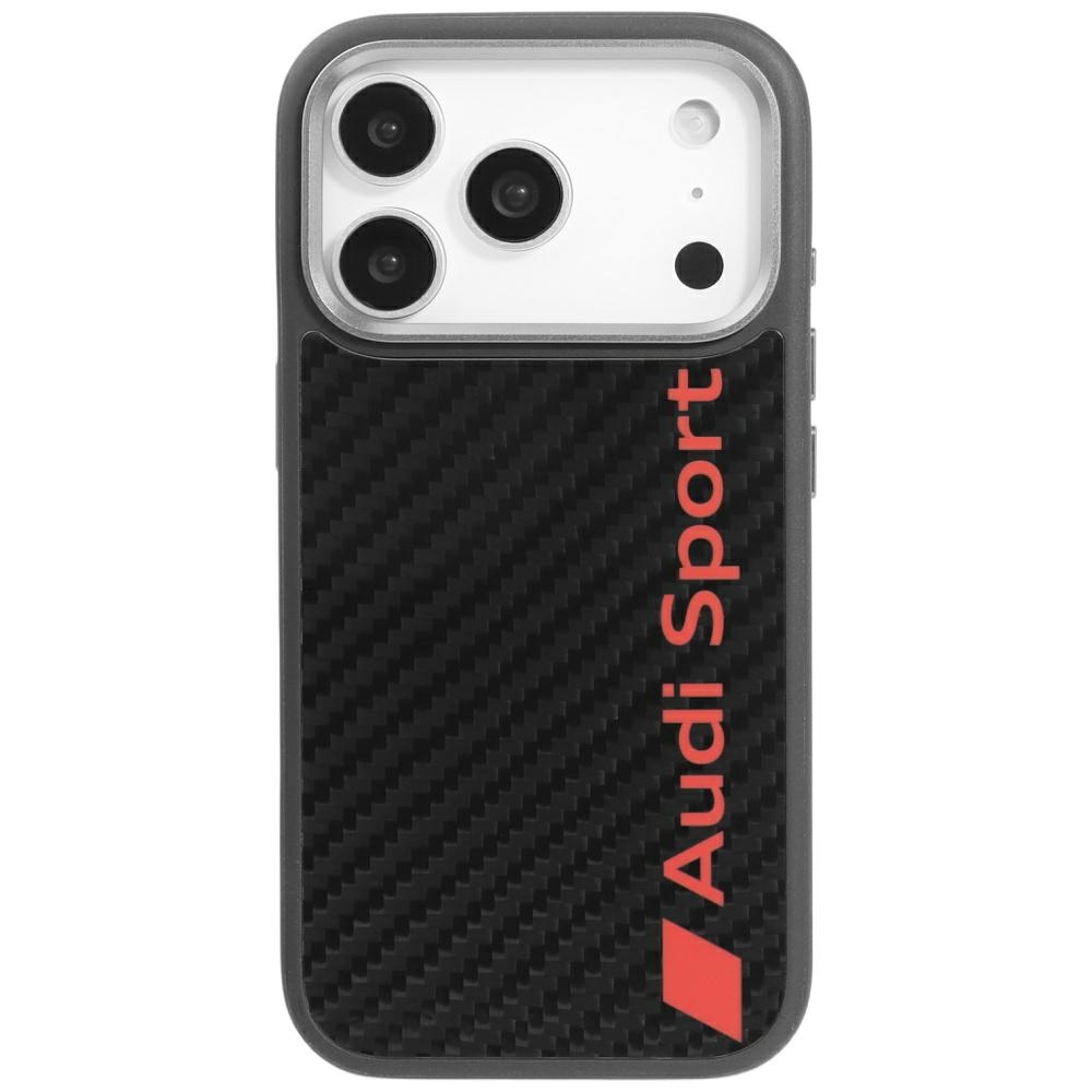 Audi R8 anglies pluošto MagSafe dėklas iPhone 17 Pro – juodas