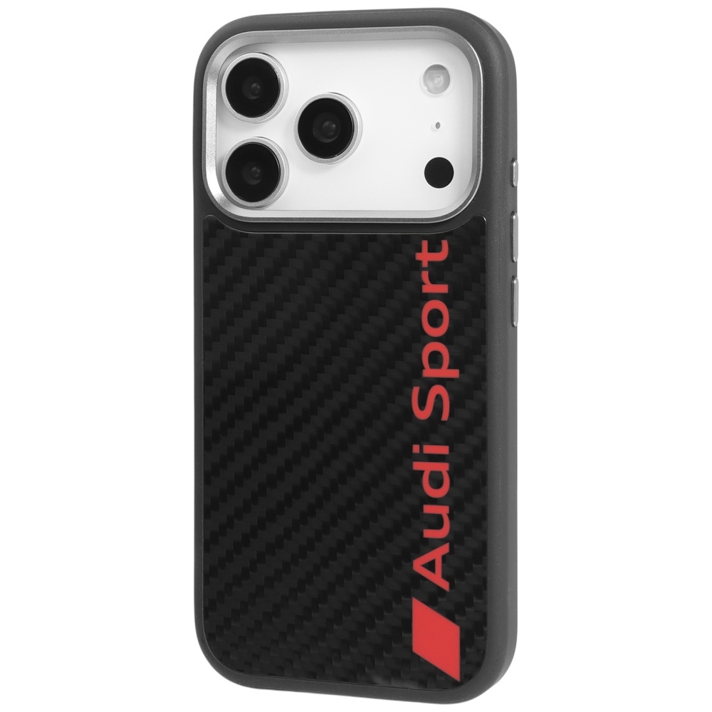 Audi R8 anglies pluošto MagSafe dėklas iPhone 17 Pro – juodas
