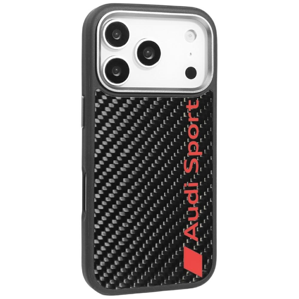 Audi R8 anglies pluošto MagSafe dėklas iPhone 17 Pro – juodas
